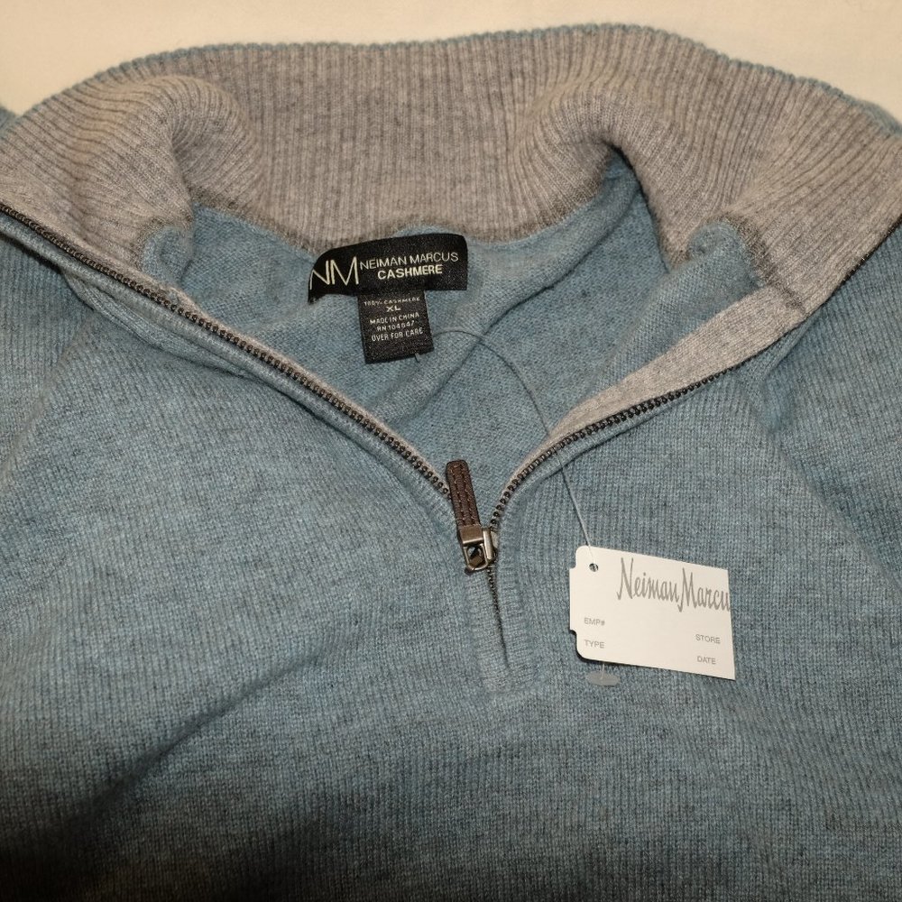 NWT Cashmere Sweater Long Sleeved Zip Collar, XL